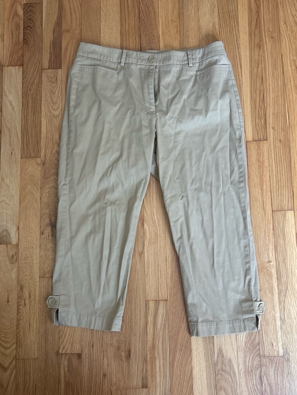 Talbots Beige Crop Capris with Button-Tab Hem